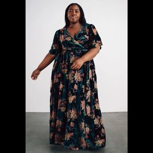 Baltic Born Uma Velvet Maxi Dress Jade Floral XL